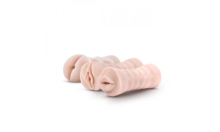 M for Men - 3-Pack Self-Lubricating Vibrating Stroker Sleeve Kit - Image 1