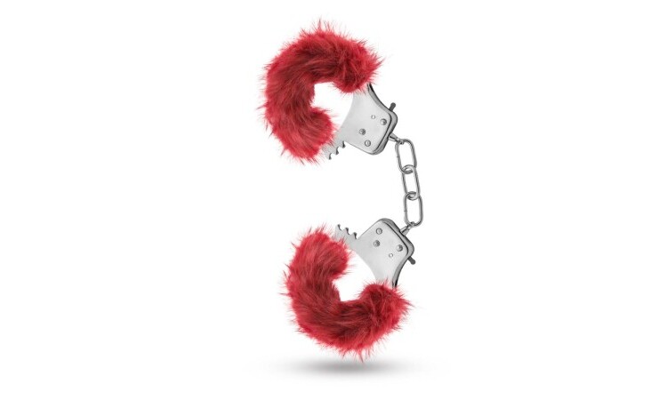 Temptasia - Plush Fur Cuffs - Burgundy - Image 2