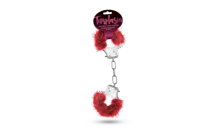 Temptasia - Plush Fur Cuffs - Burgundy - Image 3