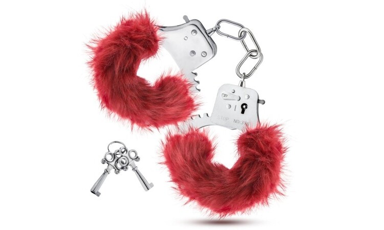 Temptasia - Plush Fur Cuffs - Burgundy - Image 1