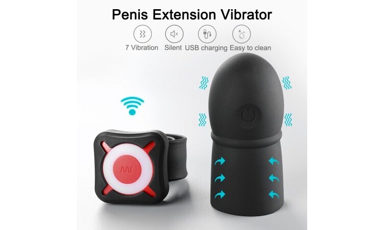OTOUCH - Super Striker Lengthening Penis Sleeve with Vibrations - Black - Image 2