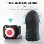 OTOUCH - Super Striker Lengthening Penis Sleeve with Vibrations - Black - Image 2