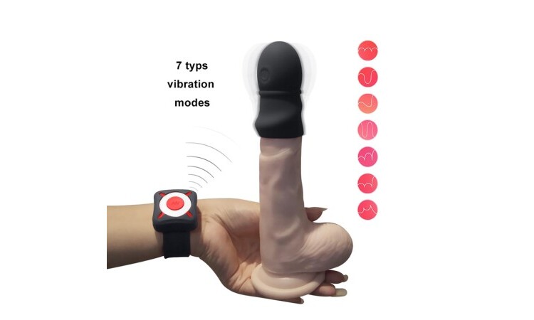 OTOUCH - Super Striker Lengthening Penis Sleeve with Vibrations - Black - Image 3