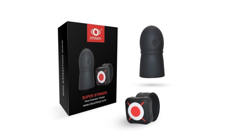 OTOUCH - Super Striker Lengthening Penis Sleeve with Vibrations - Black - Image 5