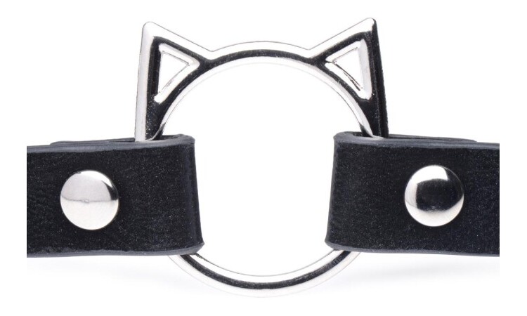 Kinky Kitty Ring Slim Choker - Black - Image 3
