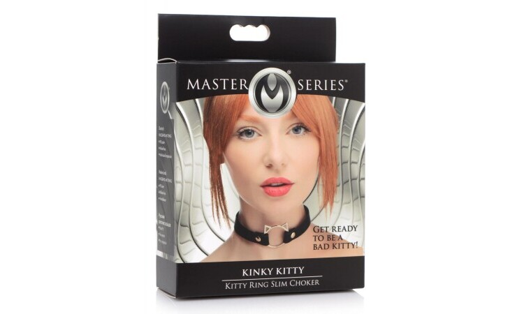 Kinky Kitty Ring Slim Choker - Black - Image 4