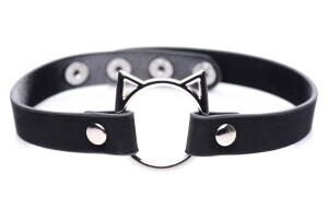 Kinky Kitty Ring Slim Choker - Black