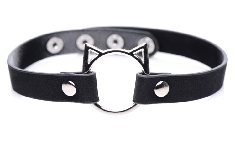 Kinky Kitty Ring Slim Choker - Black - Image 1