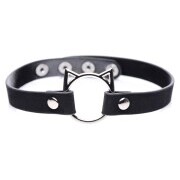 Kinky Kitty Ring Slim Choker - Black - Image 1