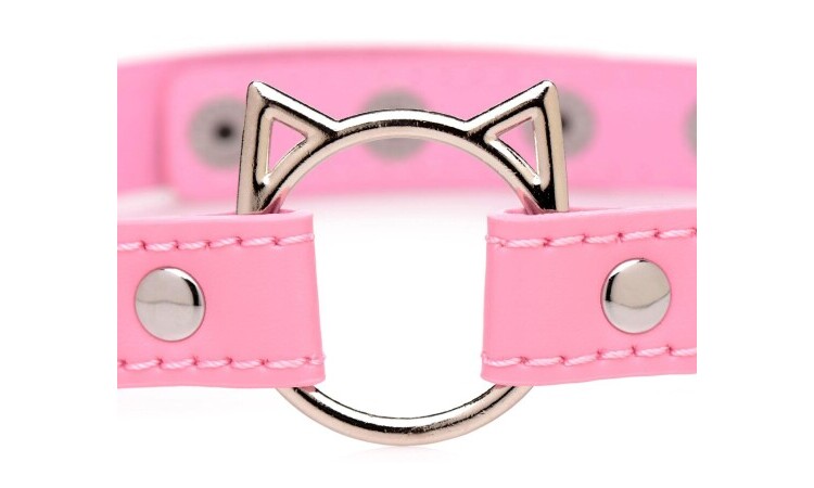 Kinky Kitty Ring Slim Choker - Pink - Image 3
