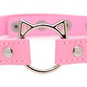 Kinky Kitty Ring Slim Choker - Pink - Image 3