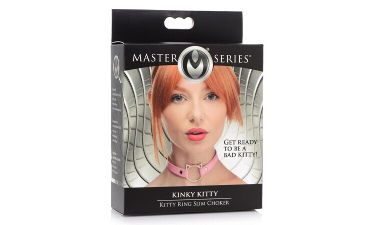 Kinky Kitty Ring Slim Choker - Pink - Image 4
