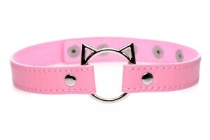 Kinky Kitty Ring Slim Choker - Pink