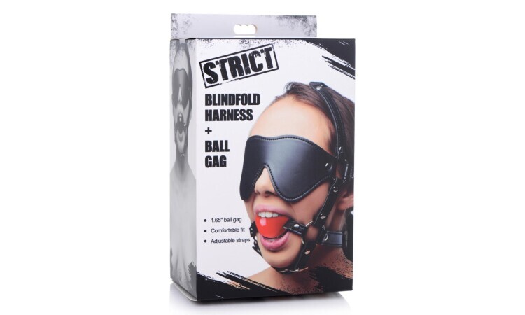 Kinky Adjustable Harness With Blindfold And Ball Gag - Image 4
