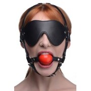 Kinky Adjustable Harness With Blindfold And Ball Gag - Image 1