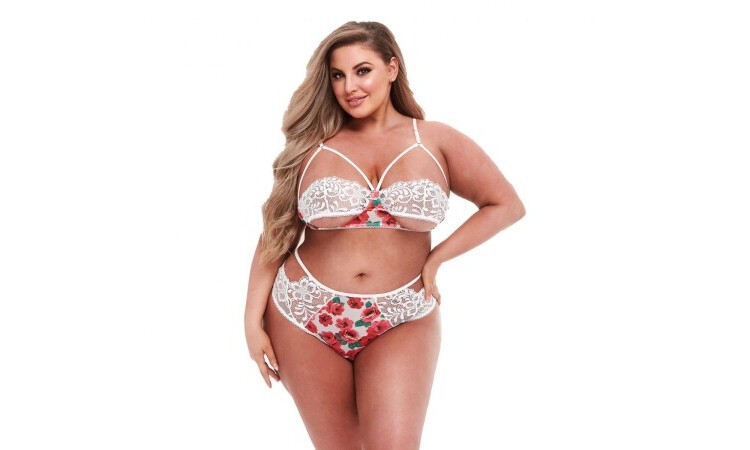 Baci - White Floral & Lace High Waist Bra Set - Curvy - Image 1