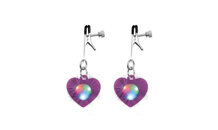 Charmed - Heart Adjustable Nipple Clamps with LED Lights - Image 1