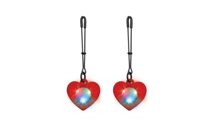 Charmed - Heart Tweezer Nipple Clamps with LED Lights - Image 1
