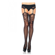 Fishnet Stockings with Lace Top - Image 1