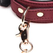 6-Piece BDSM Suede Cuff Set With Collar And Strap - Burgandy - Image 3