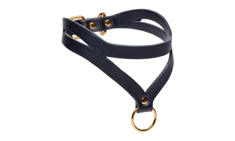 Bondage Baddie Collar With O-ring - Black/Gold - Image 2