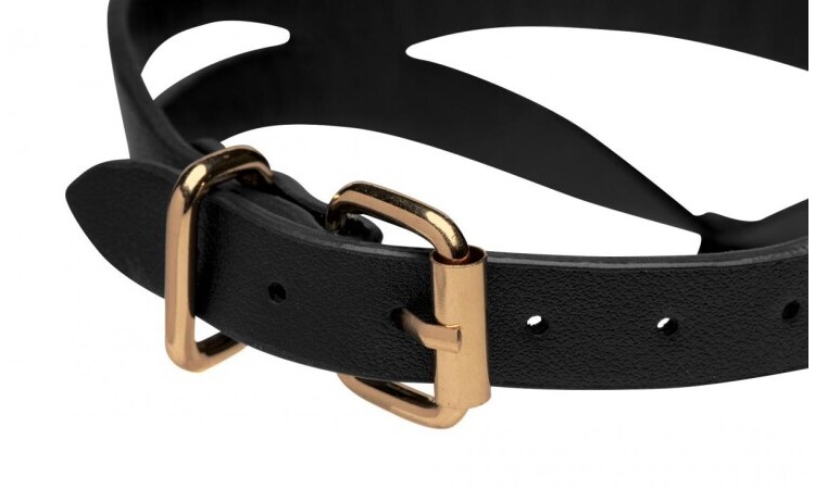Bondage Baddie Collar With O-ring - Black/Gold - Image 3