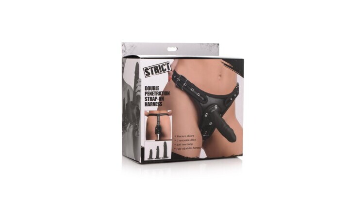 Double Penetration Strap On Harness - Black - Image 6