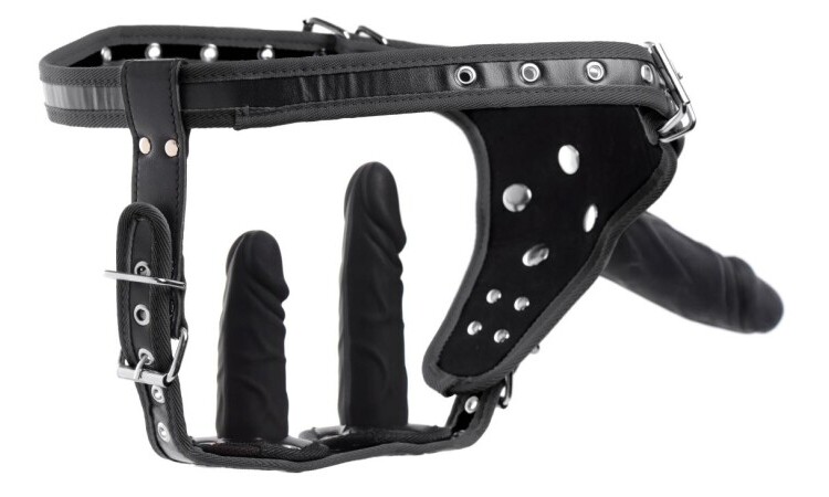 Double Penetration Strap On Harness - Black - Image 1