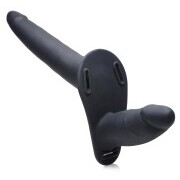 Power Pegger Double Strap-On Vibrator - Black - Image 2