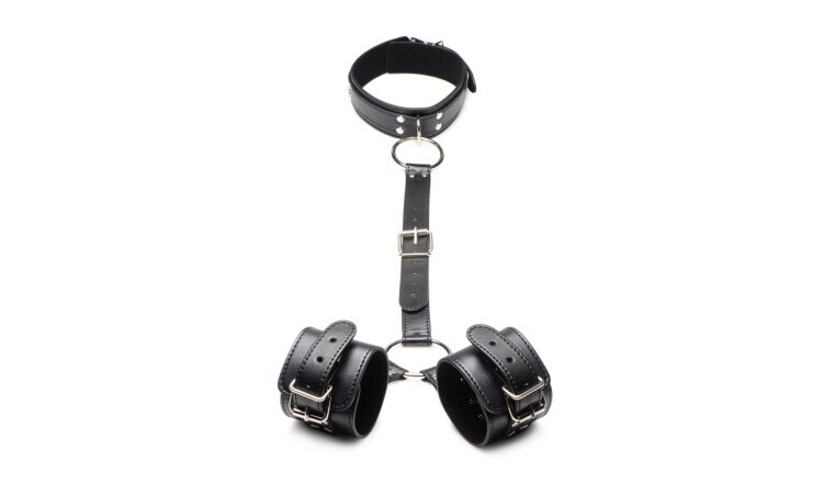 Collar with Cuffs Restraint Set - Black - Image 4