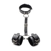 Collar with Cuffs Restraint Set - Black - Image 4