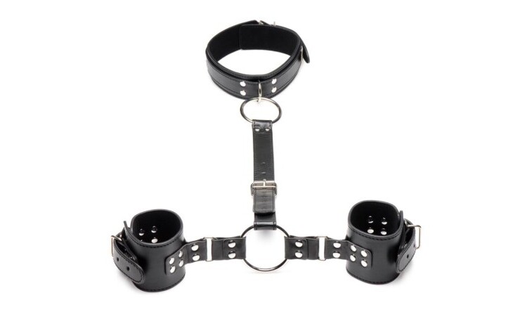 Collar with Cuffs Restraint Set - Black - Image 1