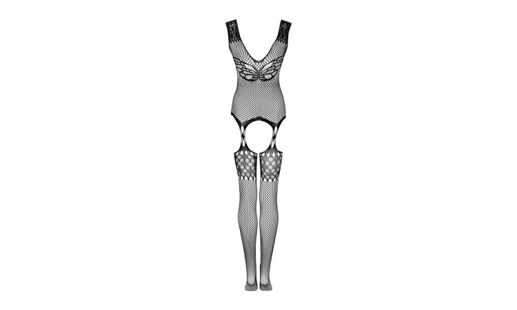 Butterfly Catsuit with Garter Design - Black - Image 6