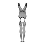 Butterfly Catsuit with Garter Design - Black - Image 6