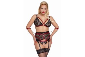 Bra Bondage Garter Set - Black