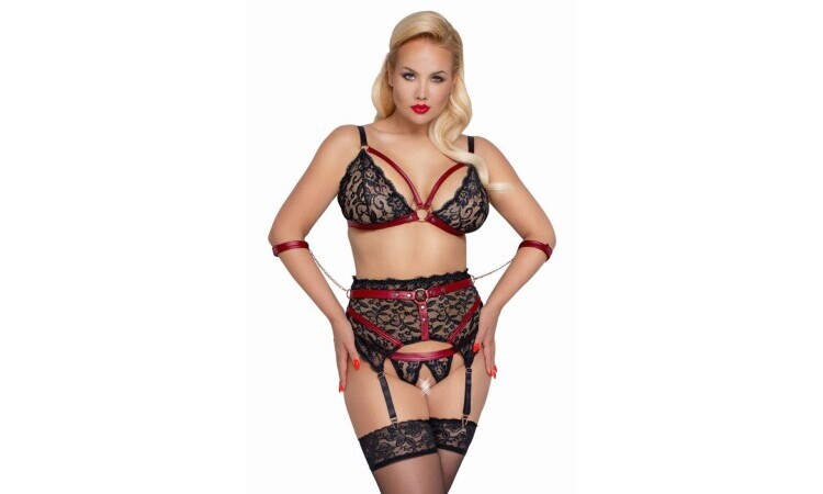 Bra Bondage Garter Set - Black - Image 1