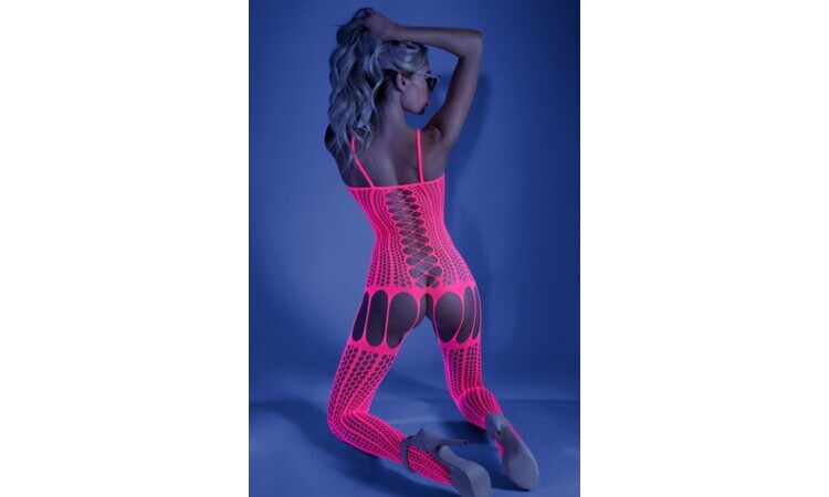 Hypnotic Criss-Cross Body with Garter Look - Neon Pink - Image 2