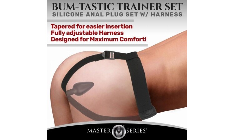 Bum-Tastic Anal Plug Set with Harness - Black - Image 2