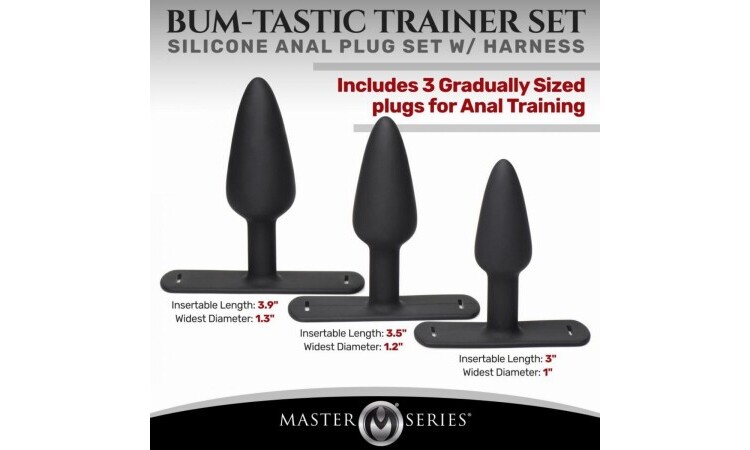 Bum-Tastic Anal Plug Set with Harness - Black - Image 6