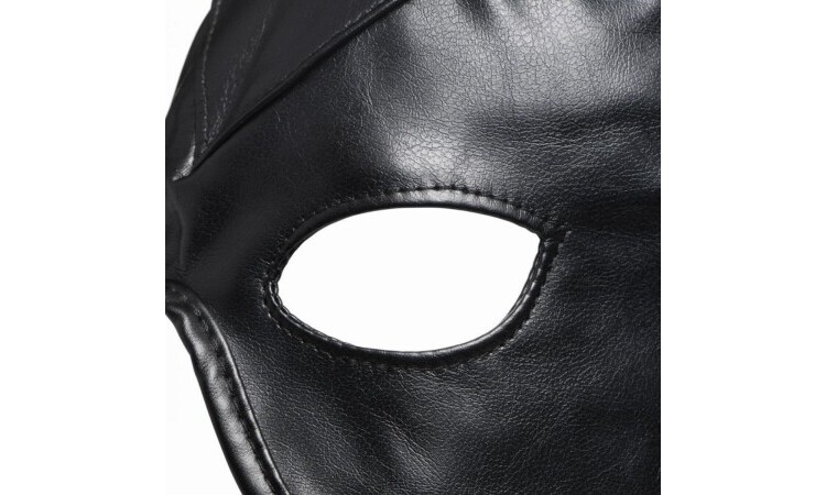 Dungeon Demon Bondage Mask with Horns - Black - Image 2