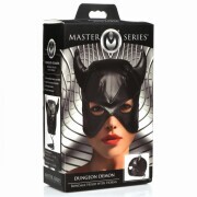 Dungeon Demon Bondage Mask with Horns - Black - Image 5