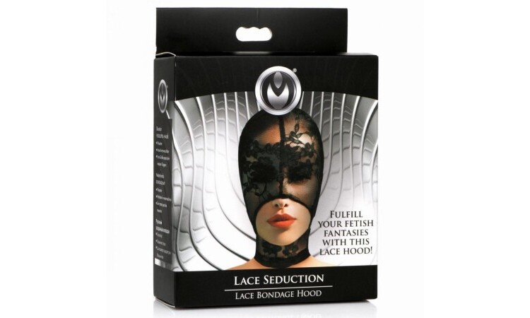 Lace Seduction Bondage Mask - Black - Image 2
