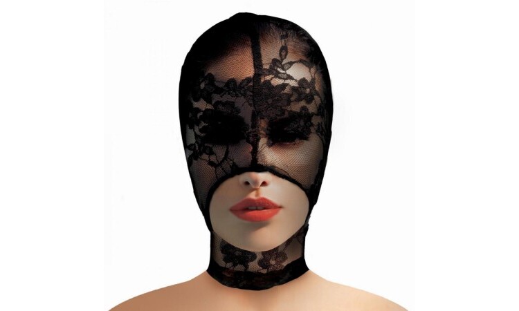 Lace Seduction Bondage Mask - Black - Image 1