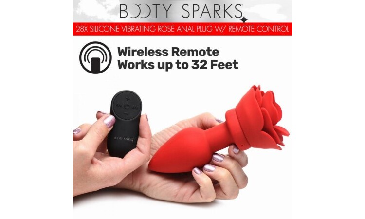 Vibrating Rose Anal Plug with Remote Control - Large - Image 6