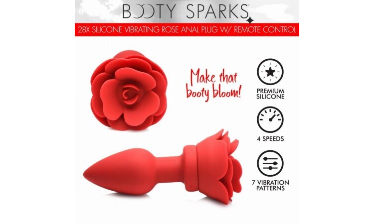 Vibrating Rose Anal Plug with Remote Control - Medium - Image 5