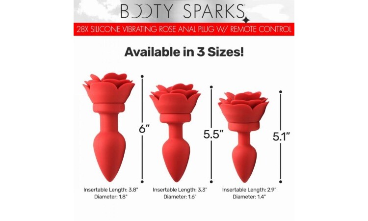 Vibrating Rose Anal Plug with Remote Control - Medium - Image 6