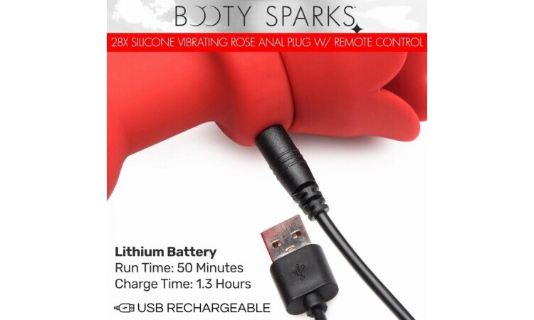 Vibrating Rose Anal Plug with Remote Control - Medium - Image 7