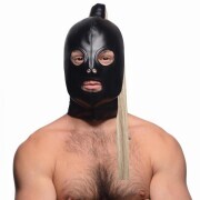 Blonde Ponytail Bondage Hood - Black - Image 2