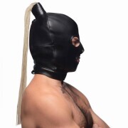 Blonde Ponytail Bondage Hood - Black - Image 3