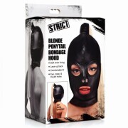 Blonde Ponytail Bondage Hood - Black - Image 6